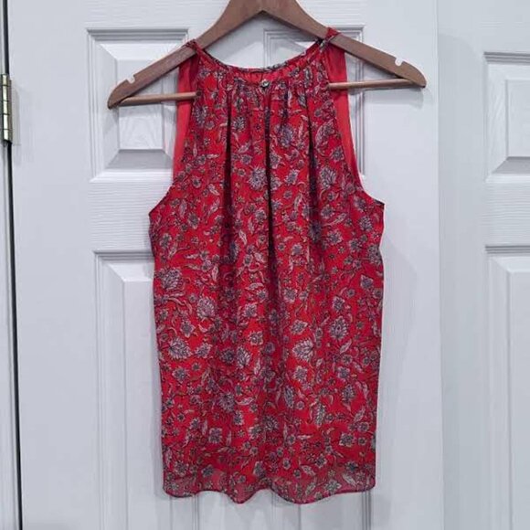 Vince Camuto Reddish-Orange Floral Sleeveless Top - Picture 2 of 6